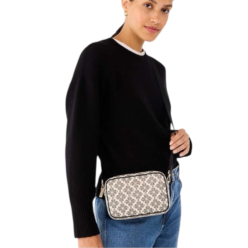 NWT Kate Spade Neutral and Black Spade Flower Camera Crossbody Bag - Picture 5 of 5